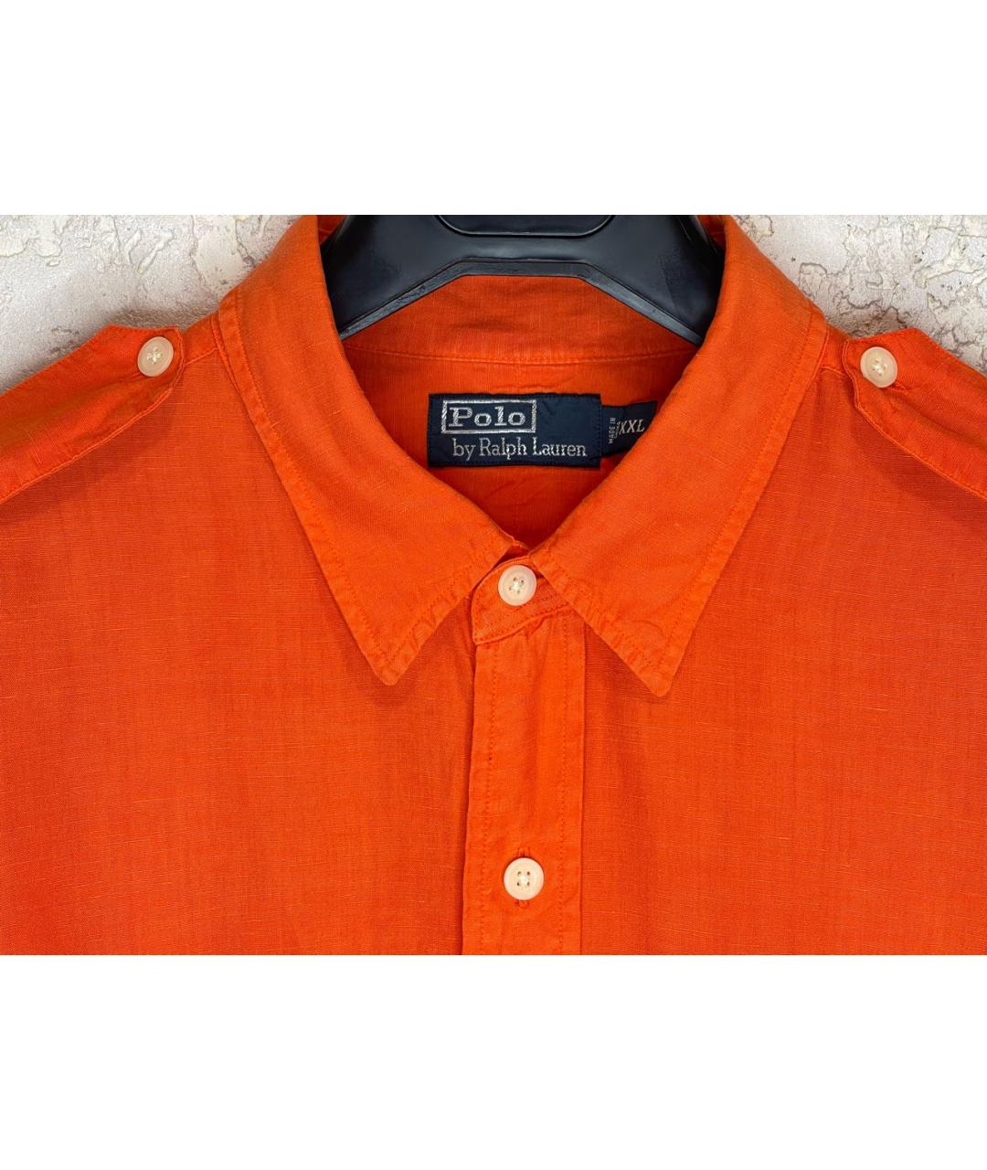 POLO RALPH LAUREN Оранжевая льняная кэжуал рубашка, фото 3