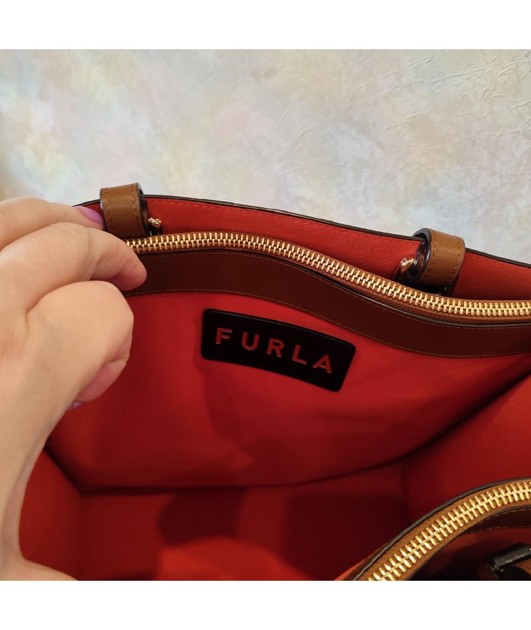 FURLA Коричневая сумка тоут, фото 4