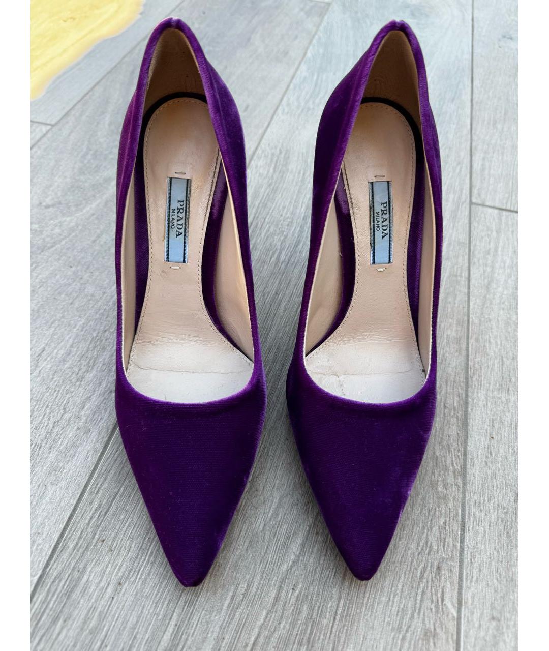 PRADA Фиолетовые бархатные туфли, фото 2
