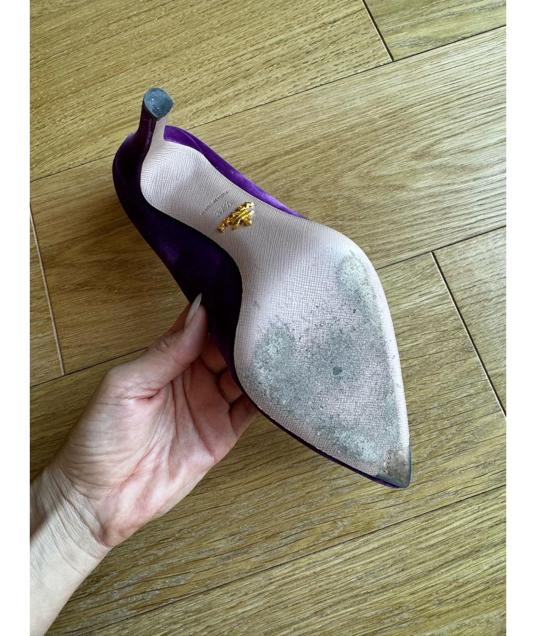 PRADA Фиолетовые бархатные туфли, фото 5