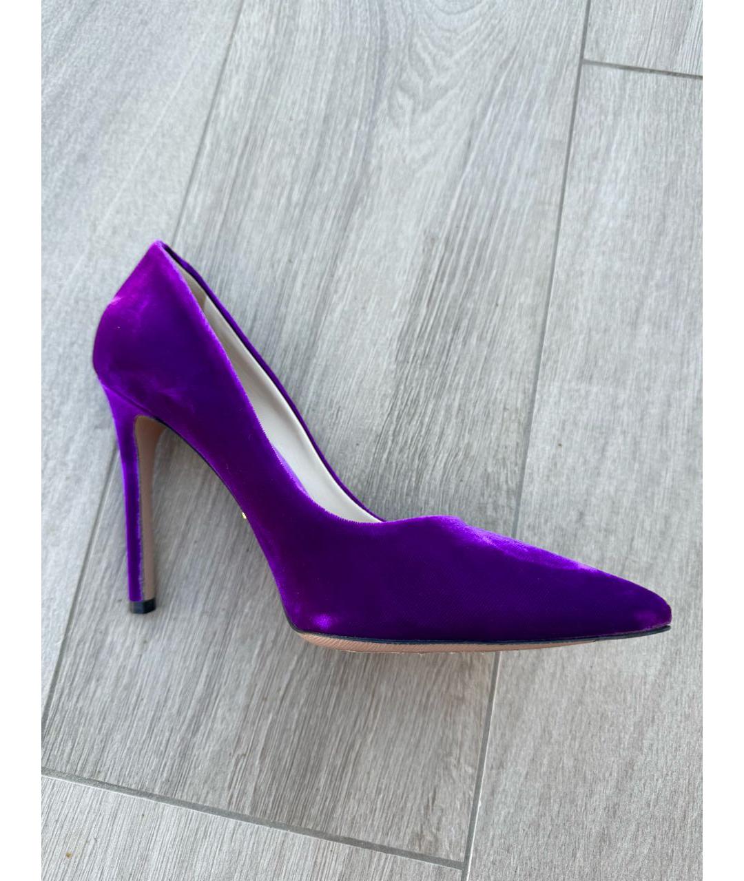 PRADA Фиолетовые бархатные туфли, фото 6