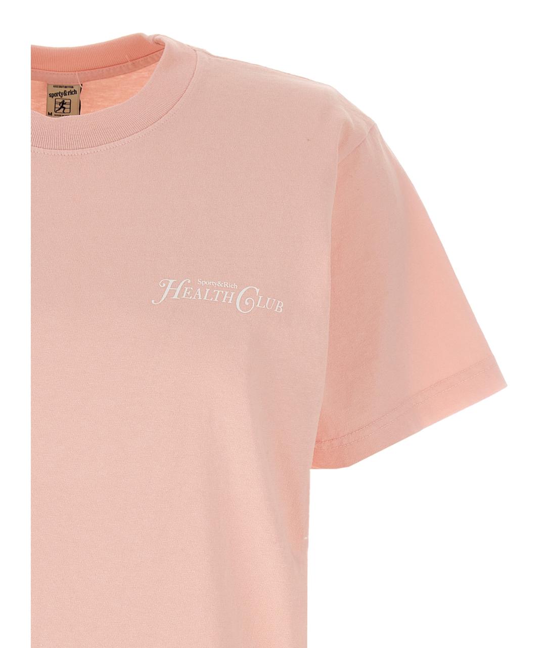 SPORTY AND RICH Розовая хлопковая футболка, фото 3
