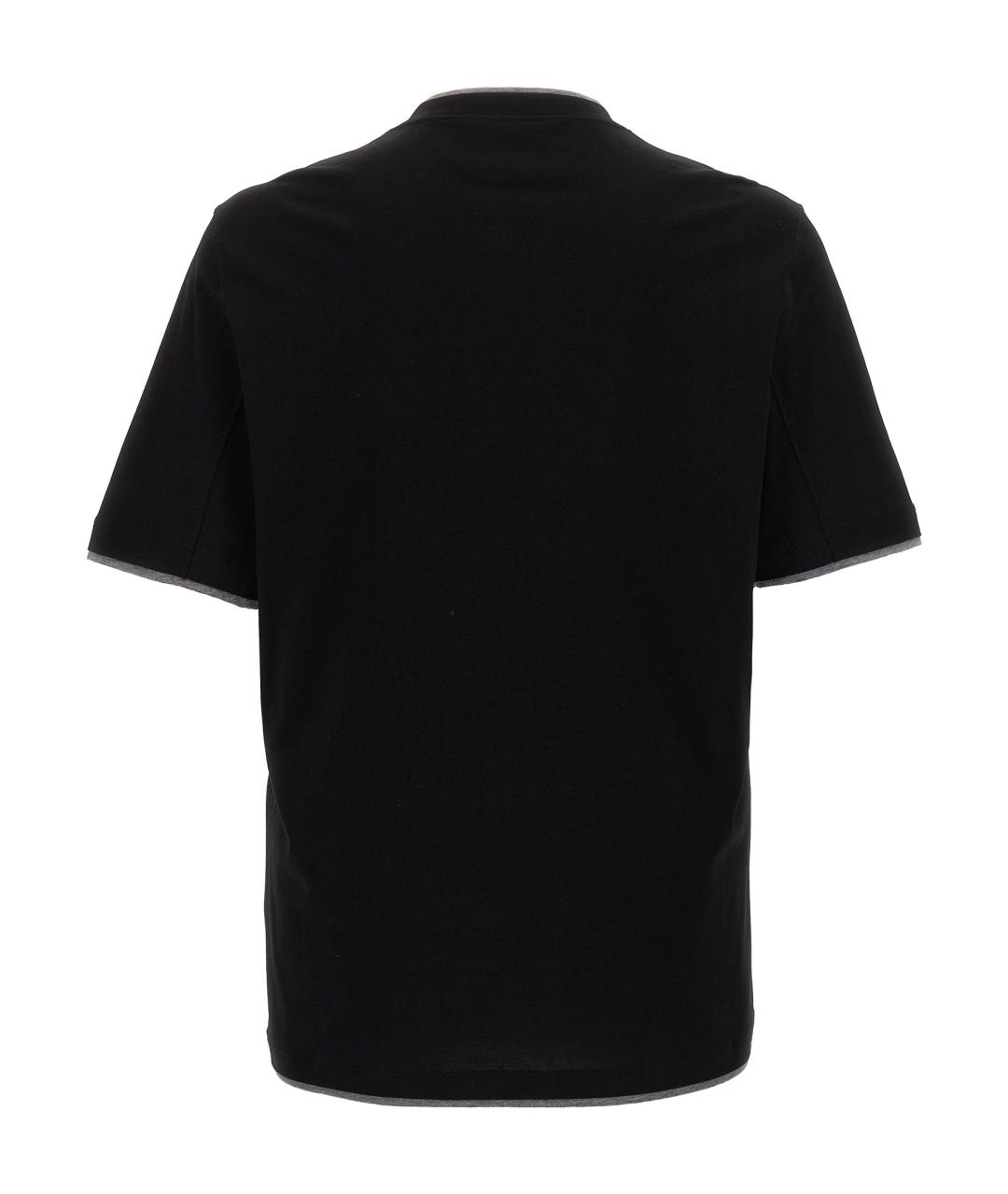 BRUNELLO CUCINELLI Черная хлопковая футболка, фото 2