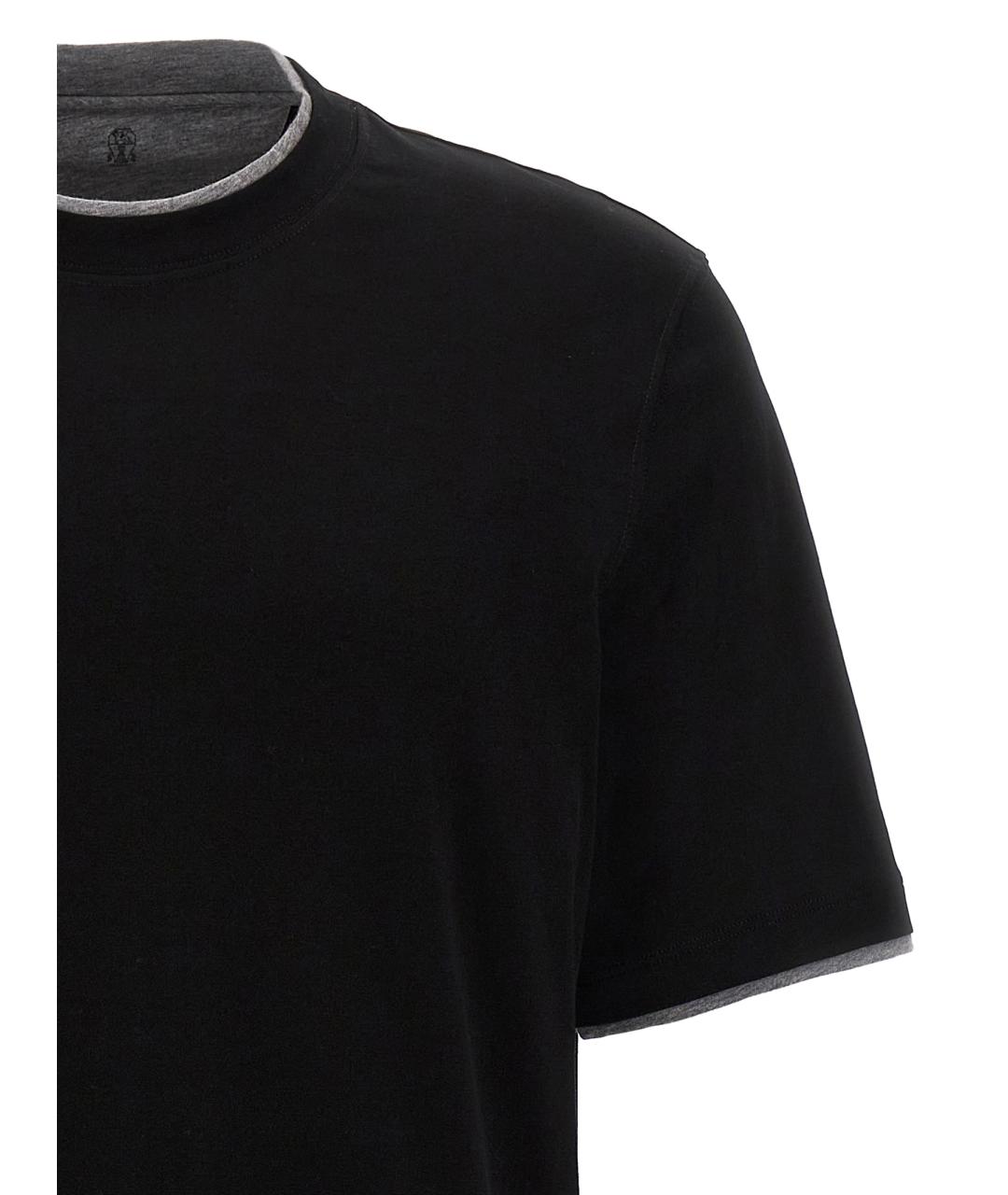 BRUNELLO CUCINELLI Черная хлопковая футболка, фото 3