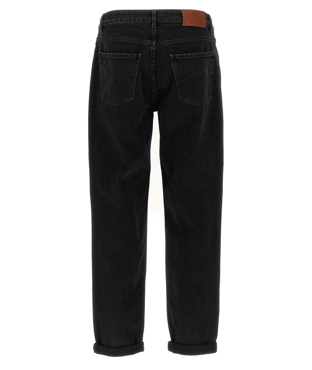 BRUNELLO CUCINELLI Черные хлопковые прямые джинсы, фото 2