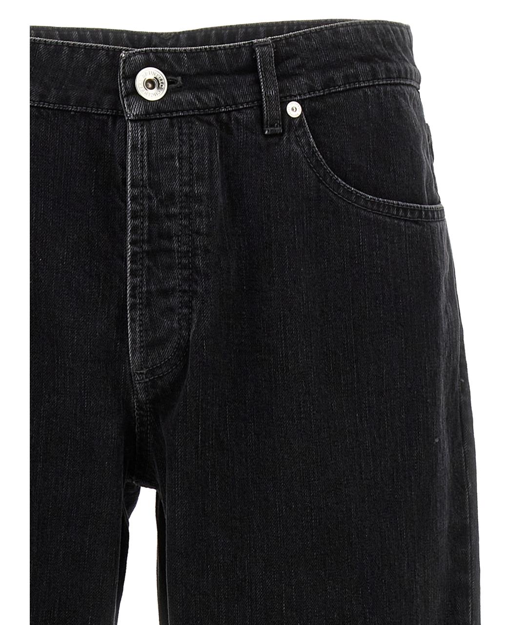 BRUNELLO CUCINELLI Черные хлопковые прямые джинсы, фото 3