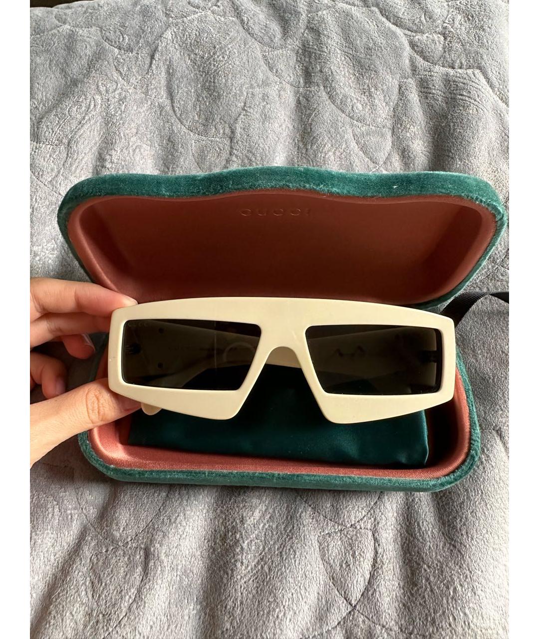 GUCCI Бежевые пластиковые солнцезащитные очки, фото 8