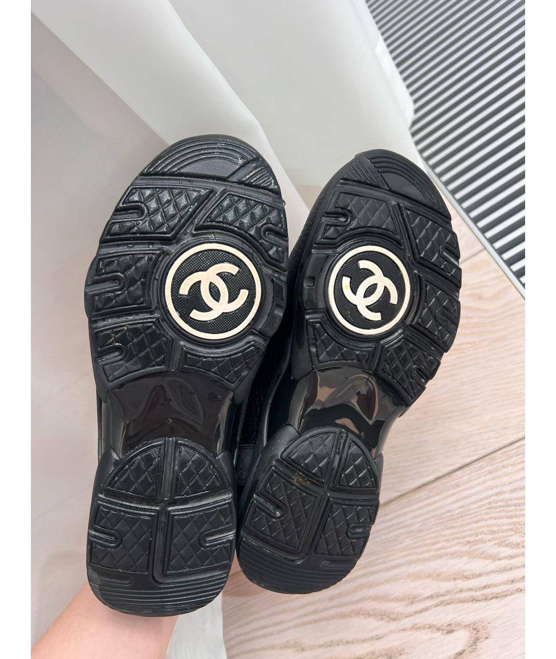 CHANEL PRE-OWNED Черные кожаные кроссовки, фото 5