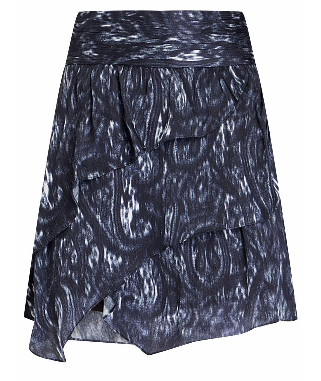IRO Темно-синяя шелковая юбка мини, фото 1
