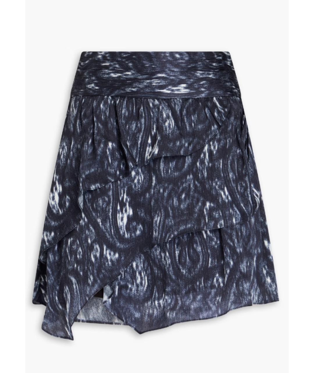 IRO Темно-синяя шелковая юбка мини, фото 6