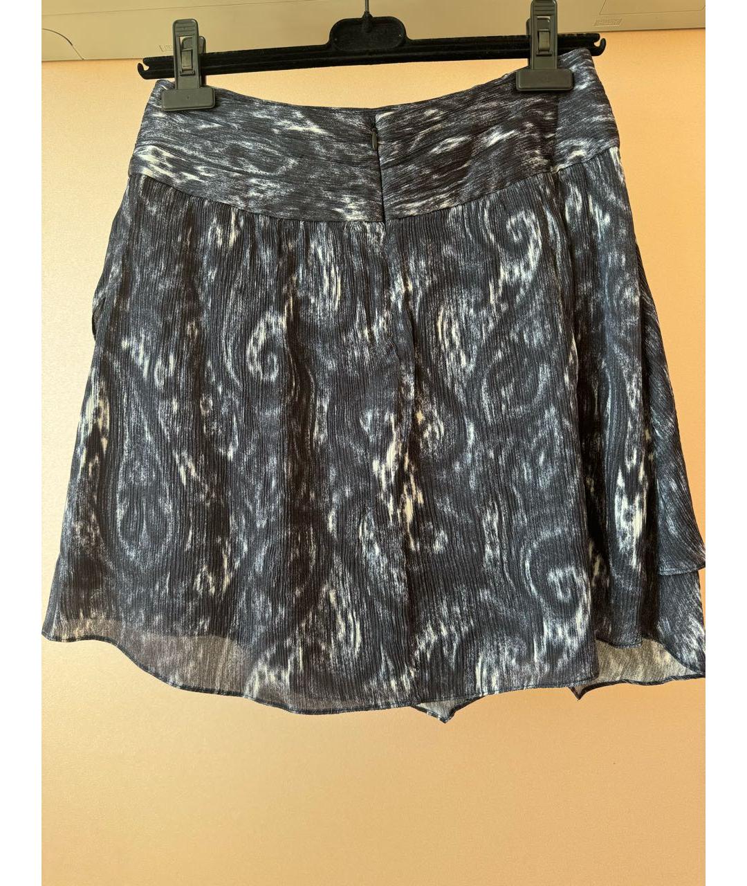 IRO Темно-синяя шелковая юбка мини, фото 5