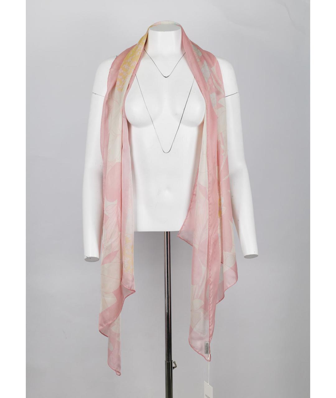 VALENTINO Розовый шелковый платок, фото 4