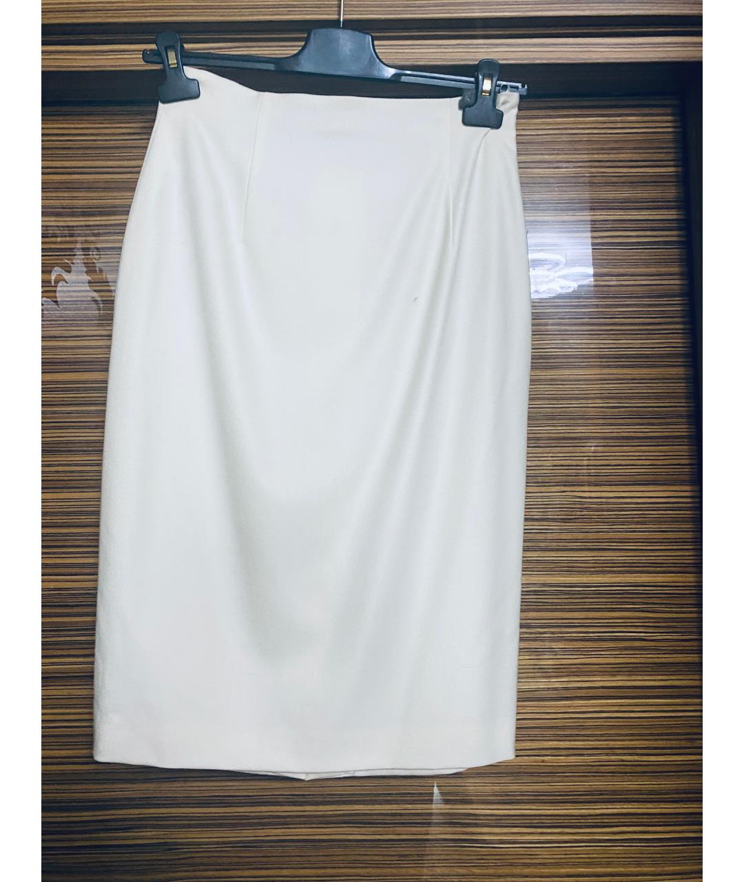 ESCADA Белая шерстяная юбка миди, фото 2