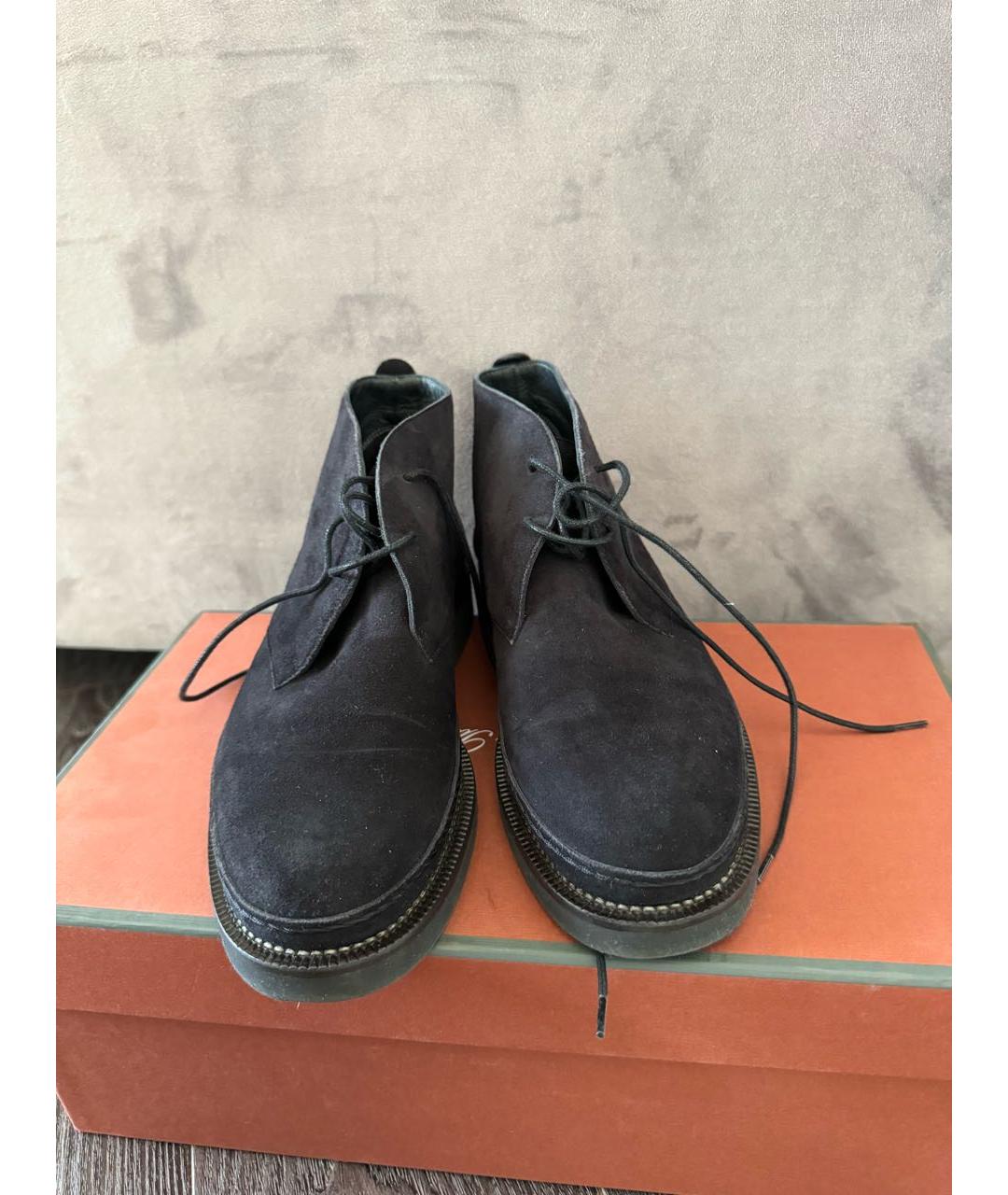 LORO PIANA Черные замшевые ботинки, фото 3