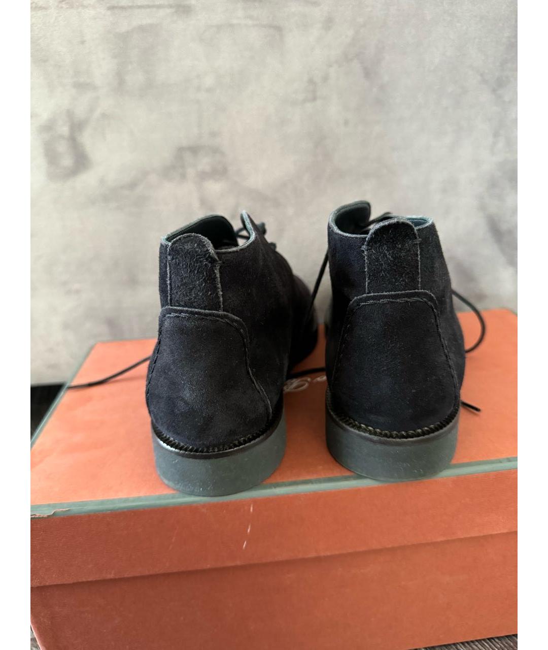 LORO PIANA Черные замшевые ботинки, фото 5