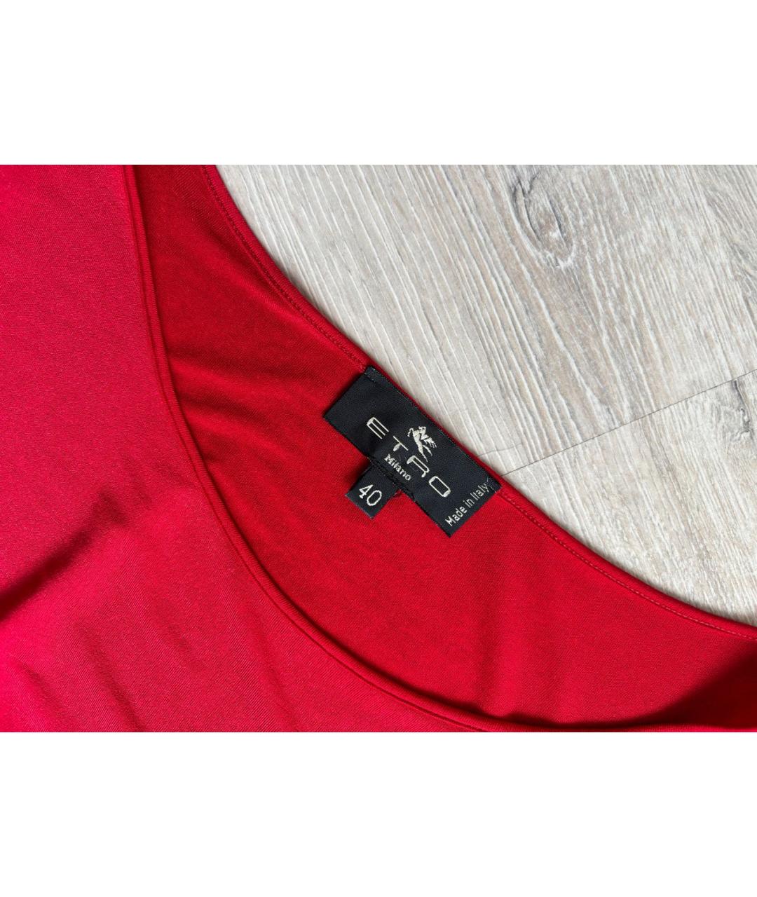 ETRO Красная вискозная футболка, фото 3