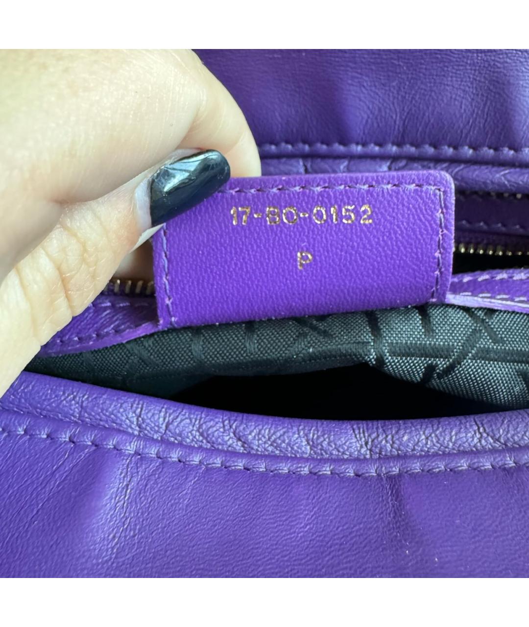 CHRISTIAN DIOR PRE-OWNED Фиолетовая кожаная сумка с короткими ручками, фото 4