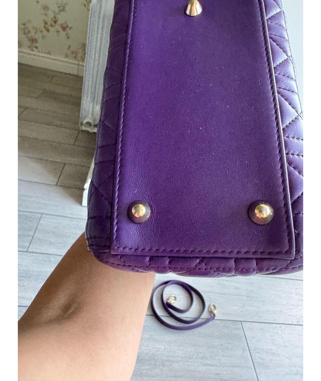 CHRISTIAN DIOR PRE-OWNED Фиолетовая кожаная сумка с короткими ручками, фото 6