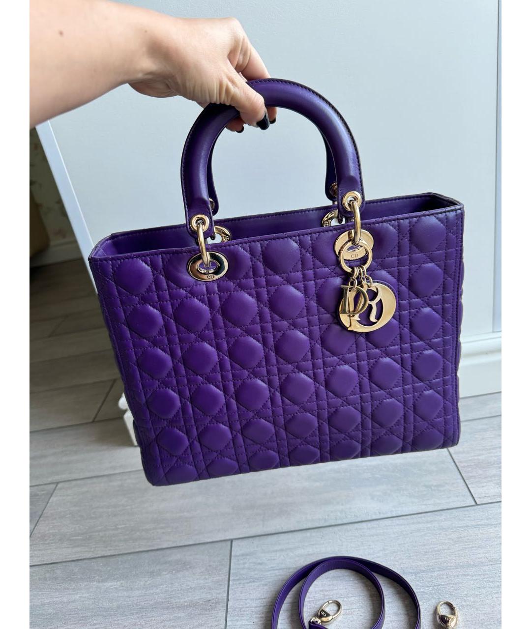 CHRISTIAN DIOR PRE-OWNED Фиолетовая кожаная сумка с короткими ручками, фото 8