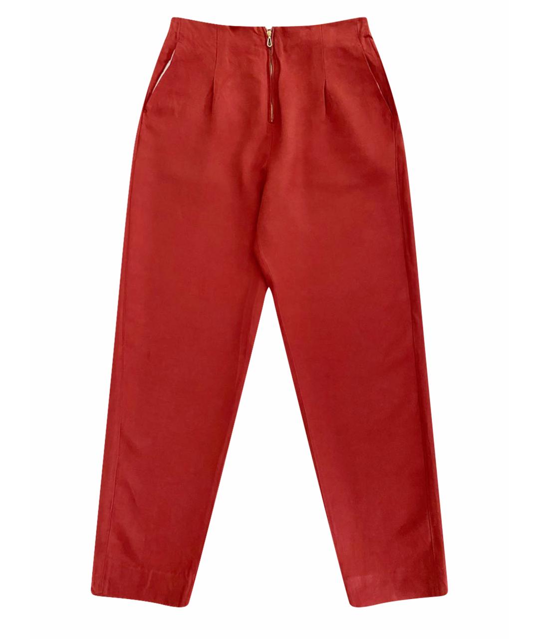 SANDRO Бордовые льняные прямые брюки, фото 1