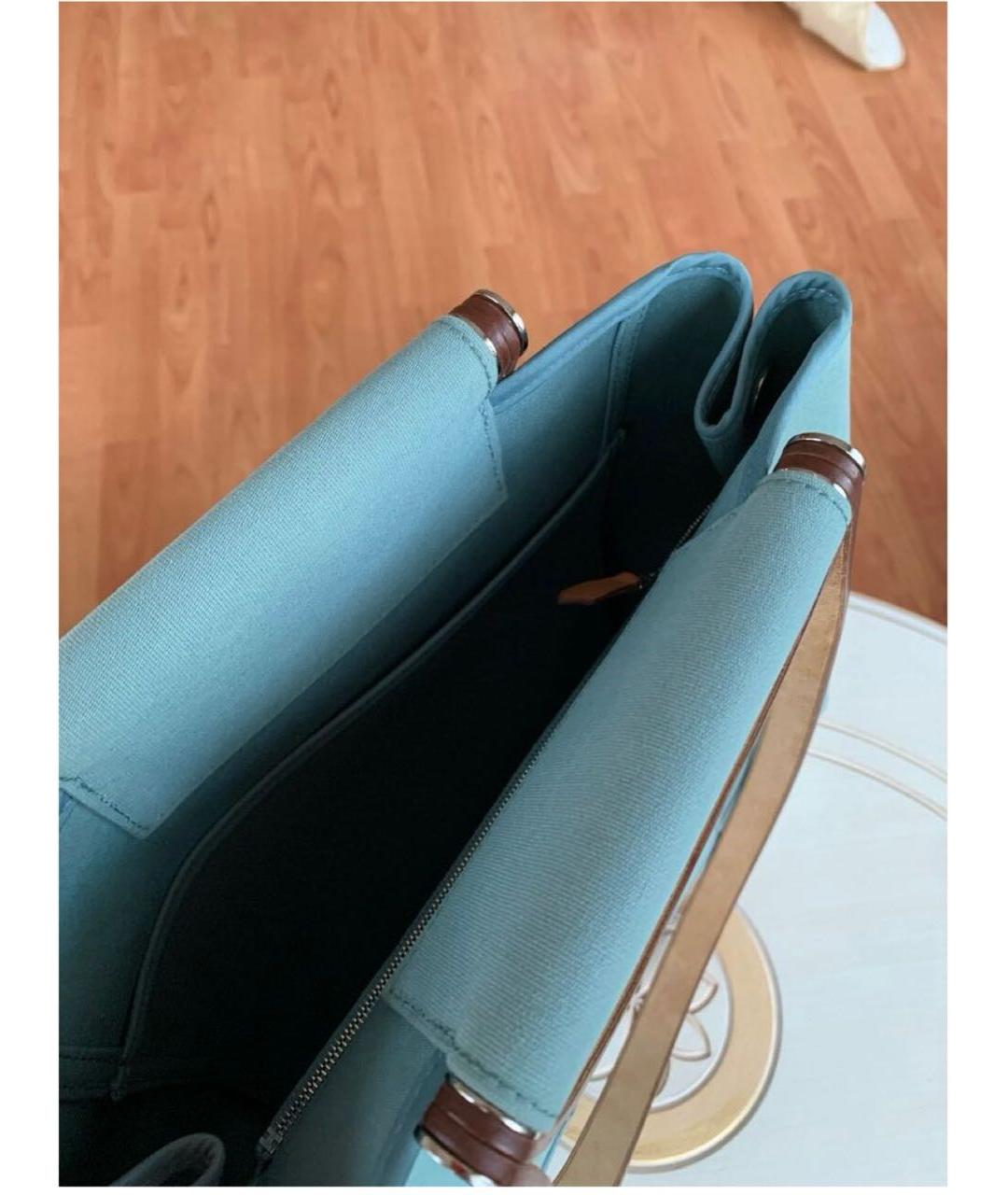 HERMES PRE-OWNED Голубая тканевая сумка тоут, фото 4
