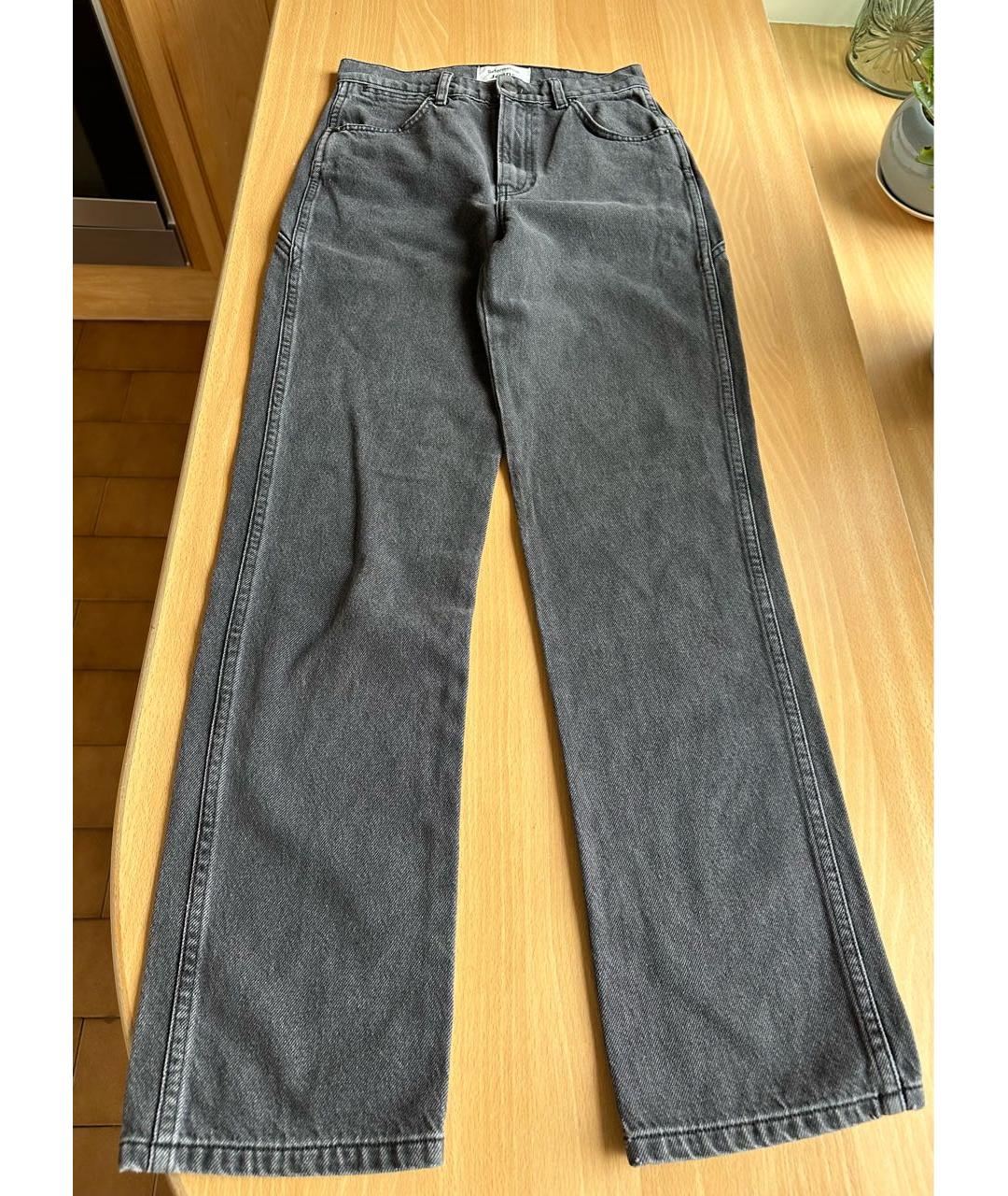REFORMATION Антрацитовые хлопковые прямые джинсы, фото 8