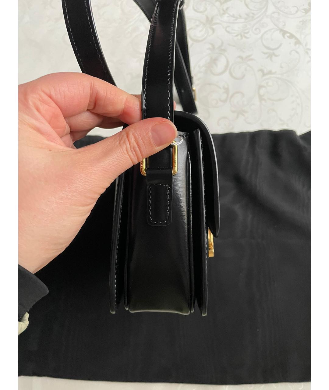 CELINE PRE-OWNED Черная кожаная сумка через плечо, фото 5