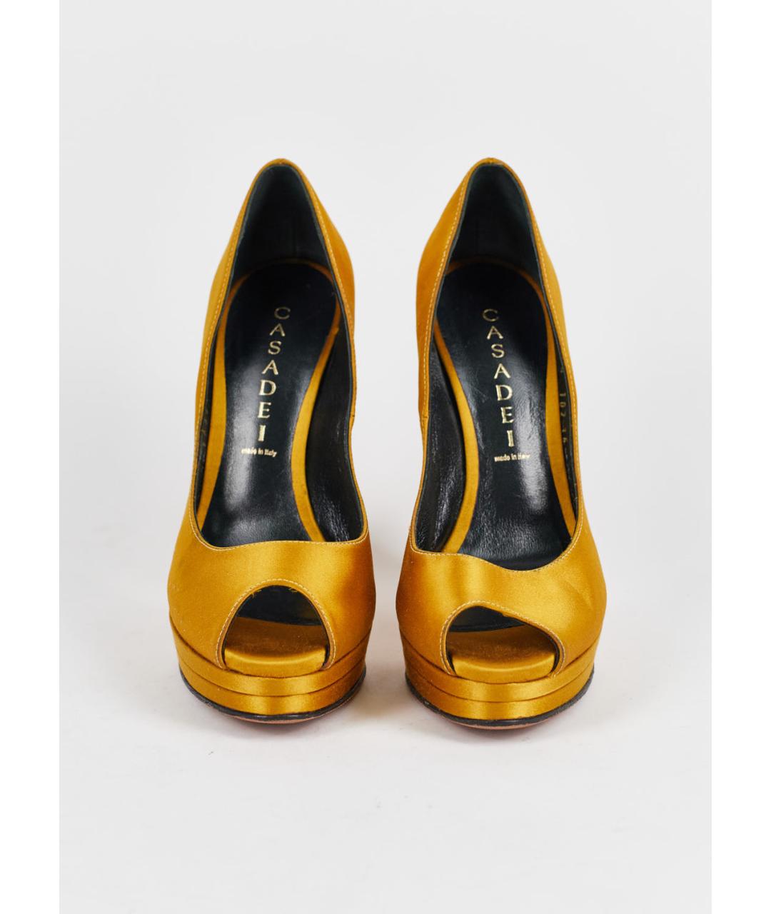 CASADEI Золотые текстильные туфли, фото 2