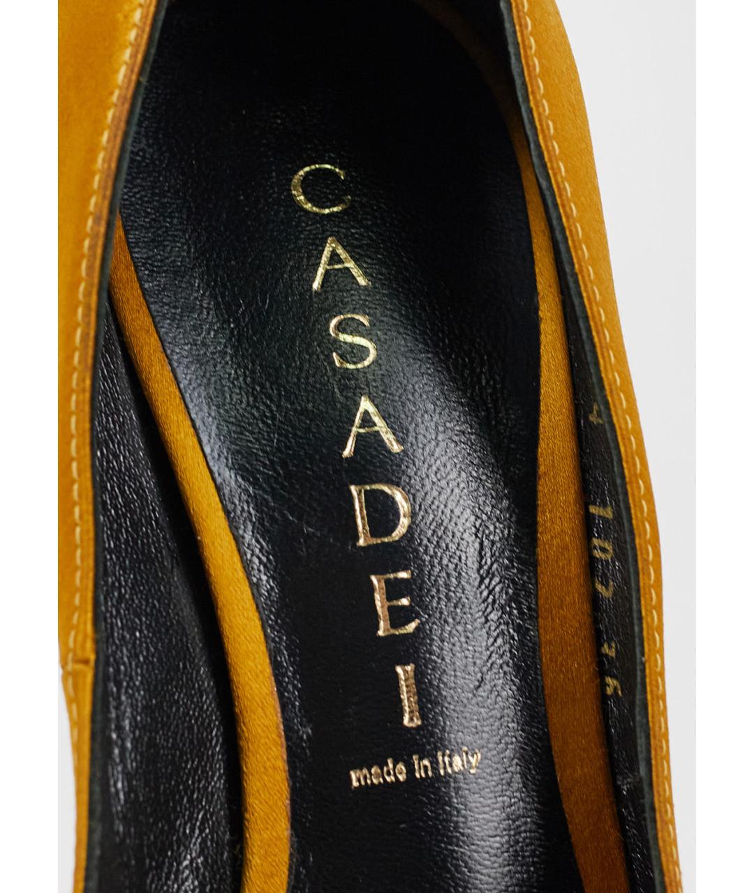 CASADEI Золотые текстильные туфли, фото 5