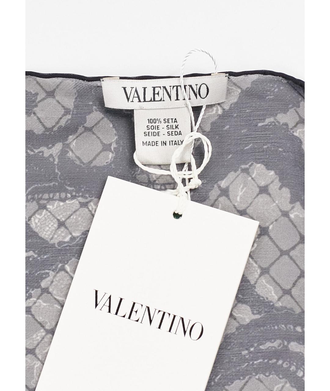 VALENTINO Черный шелковый платок, фото 3
