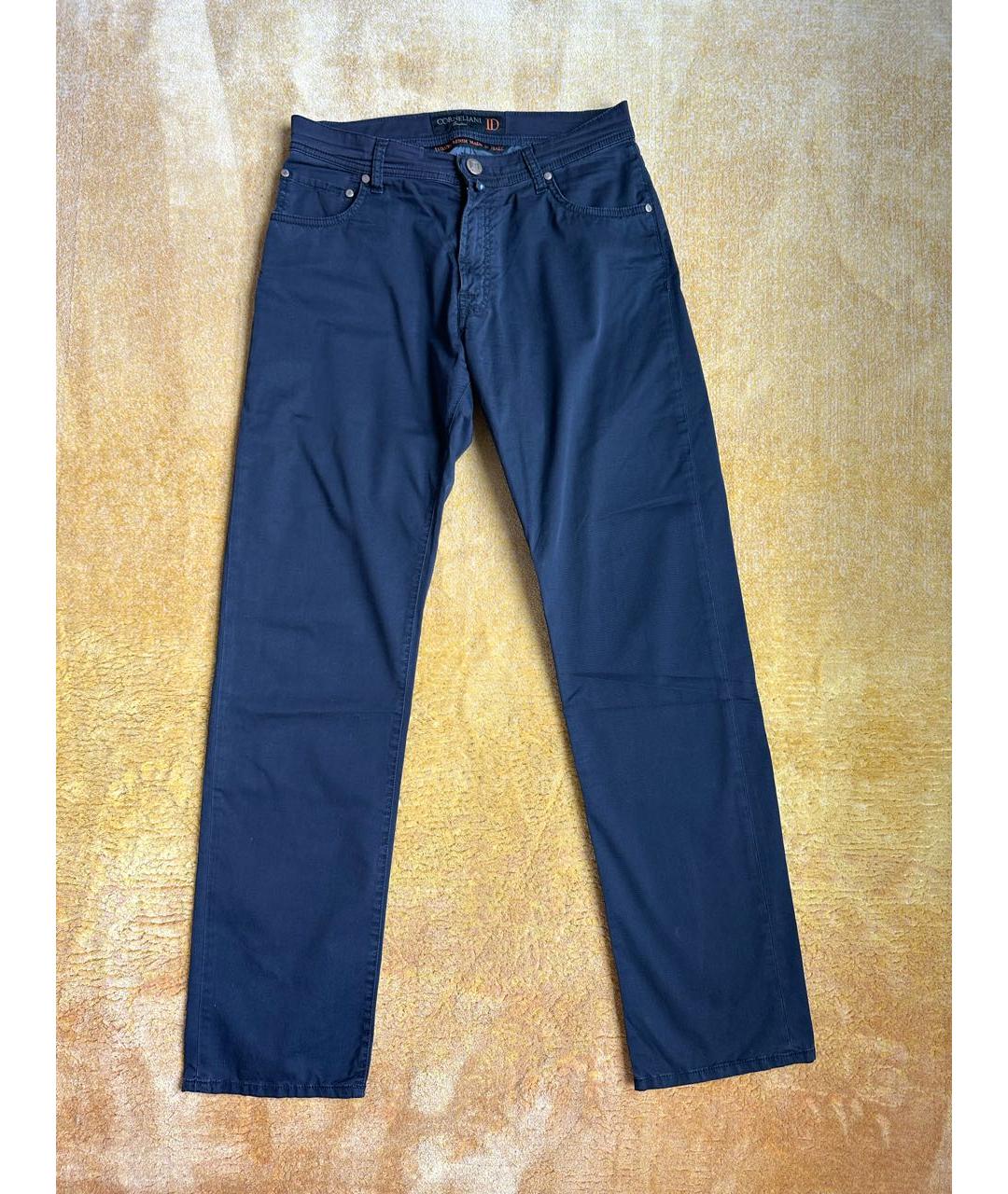 CORNELIANI Темно-синие хлопко-эластановые брюки чинос, фото 5