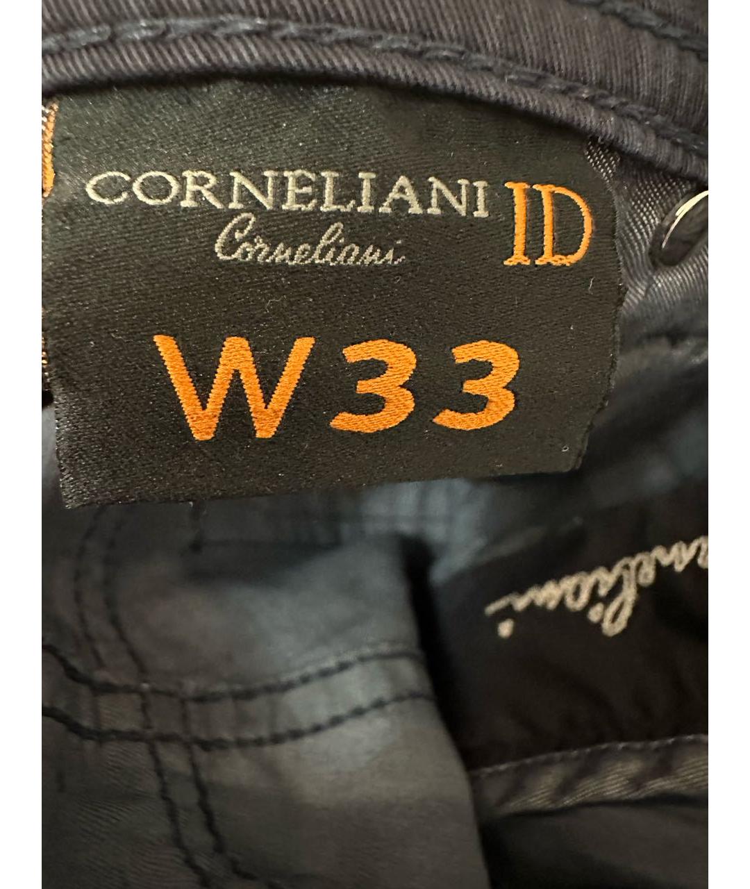 CORNELIANI Темно-синие хлопко-эластановые брюки чинос, фото 3