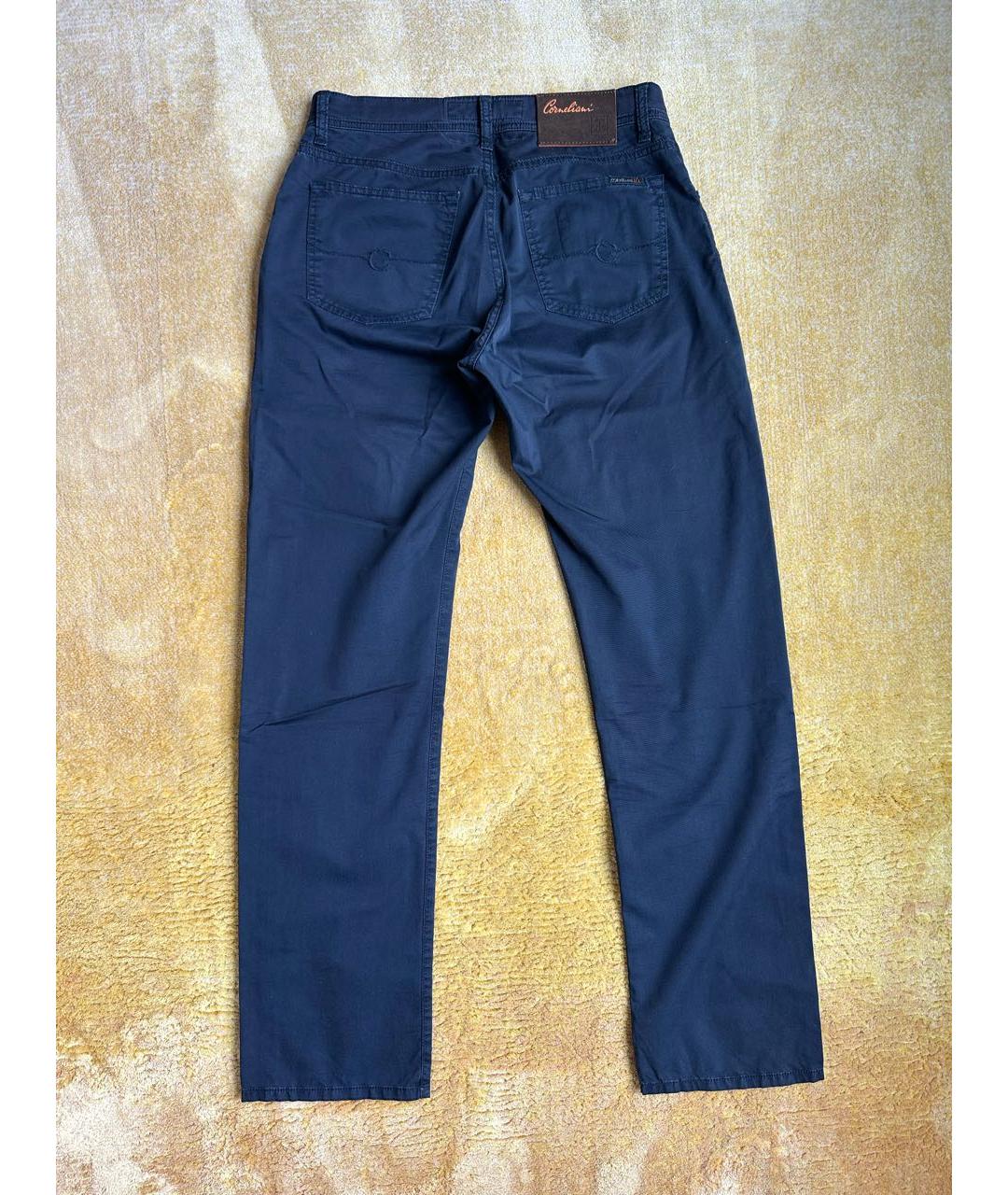 CORNELIANI Темно-синие хлопко-эластановые брюки чинос, фото 2