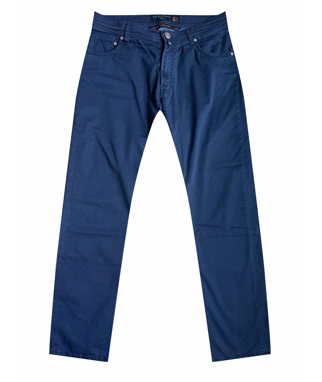 CORNELIANI Темно-синие хлопко-эластановые брюки чинос, фото 1