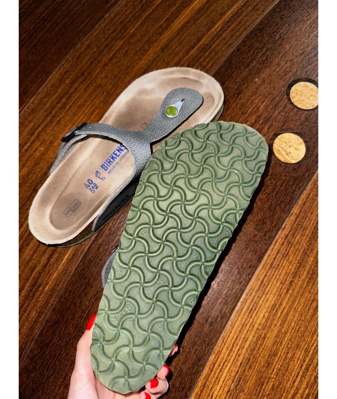 BIRKENSTOCK Серые кожаные сандалии, фото 3