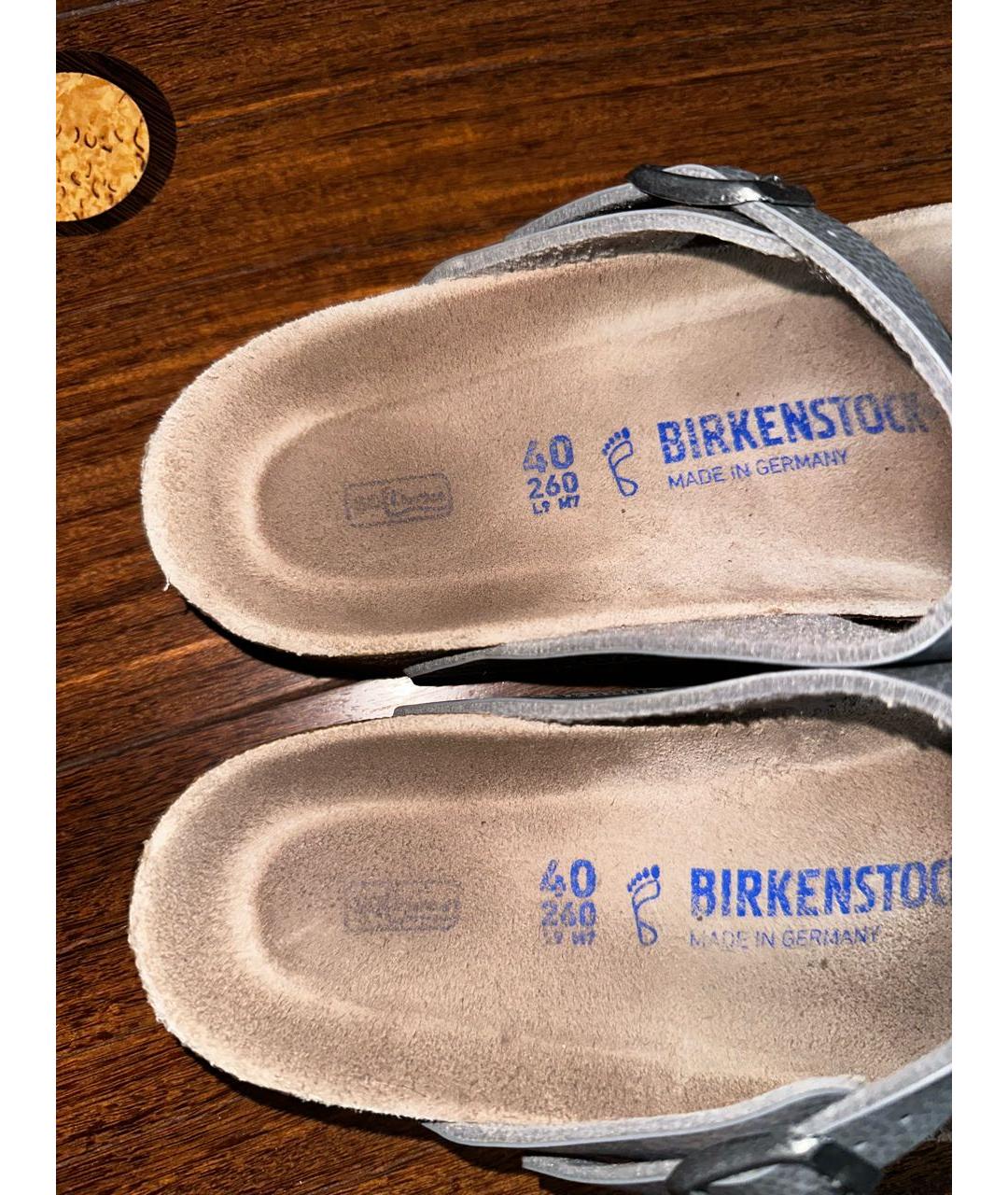 BIRKENSTOCK Серые кожаные сандалии, фото 4