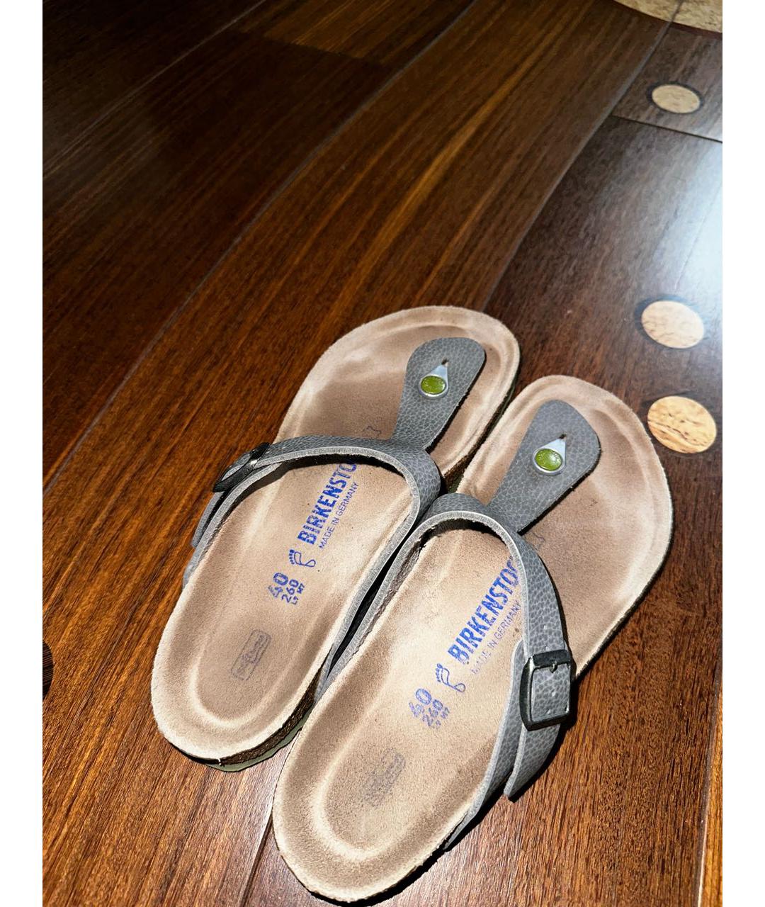 BIRKENSTOCK Серые кожаные сандалии, фото 2