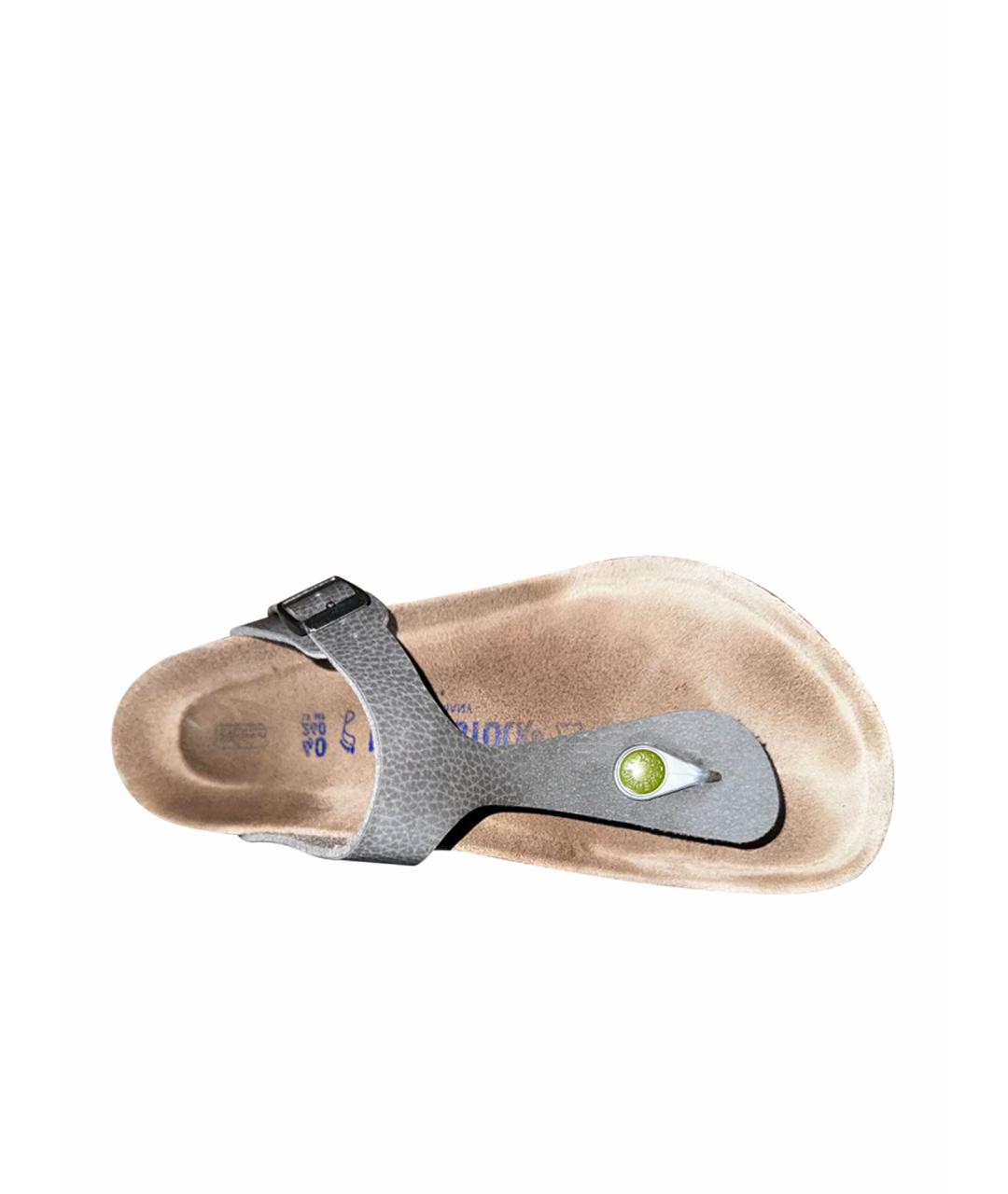 BIRKENSTOCK Серые кожаные сандалии, фото 1
