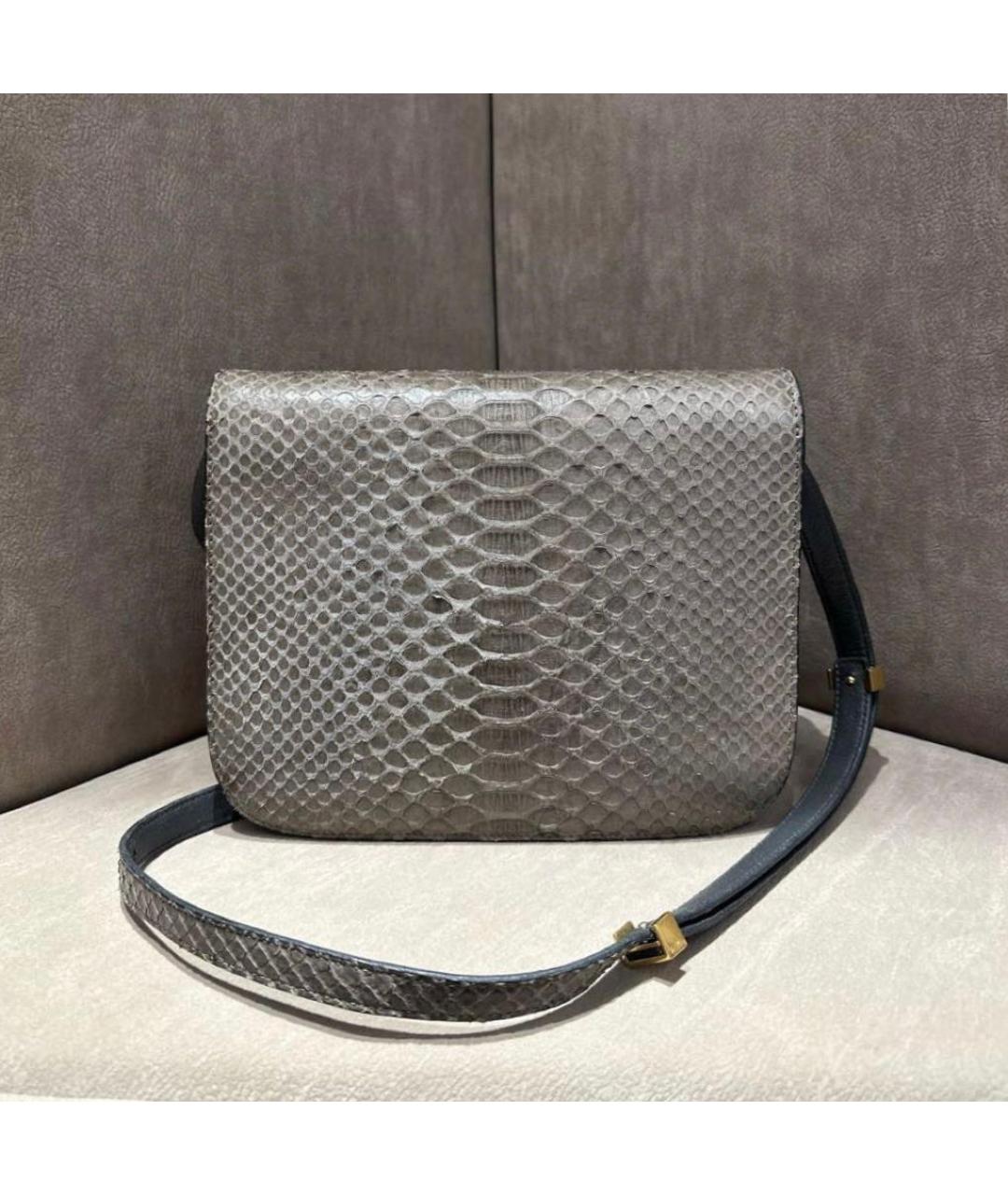 CELINE PRE-OWNED Серая сумка через плечо из экзотической кожи, фото 3