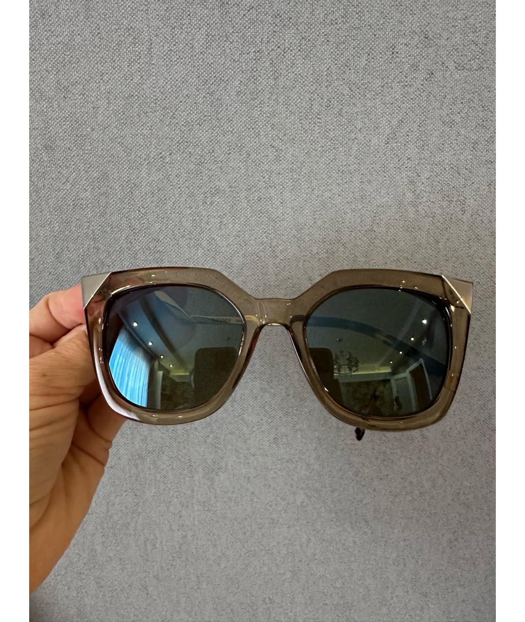 FENDI Коричневые пластиковые солнцезащитные очки, фото 6