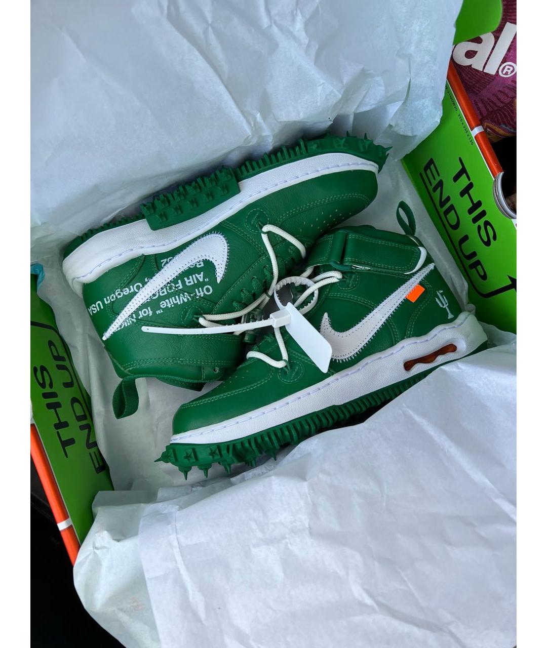NIKE X OFF-WHITE Зеленые кроссовки из искусственной кожи, фото 2