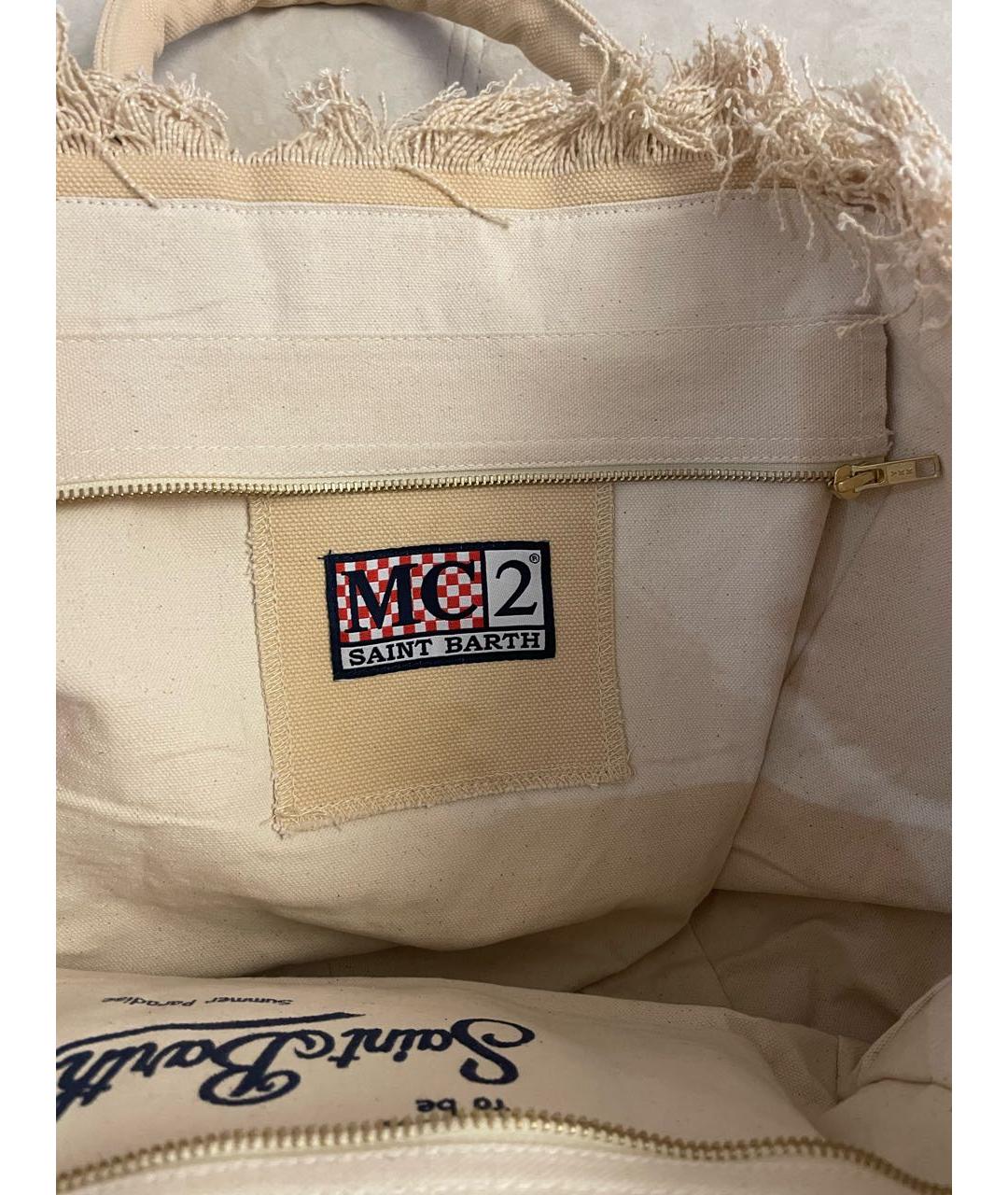 MC2 SAINT BARTH Бежевая хлопковая пляжная сумка, фото 4
