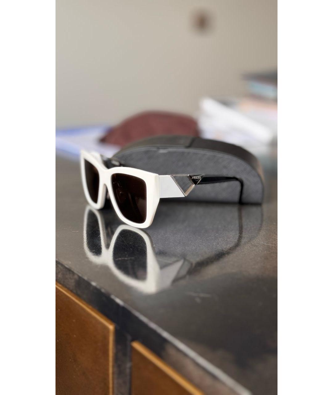 PRADA Белые пластиковые солнцезащитные очки, фото 5