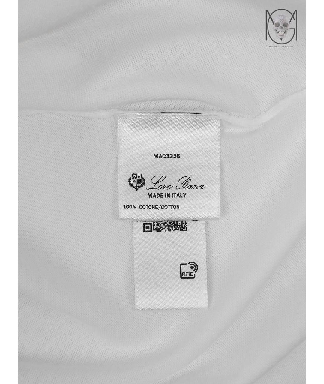 LORO PIANA Белая хлопковая футболка, фото 7