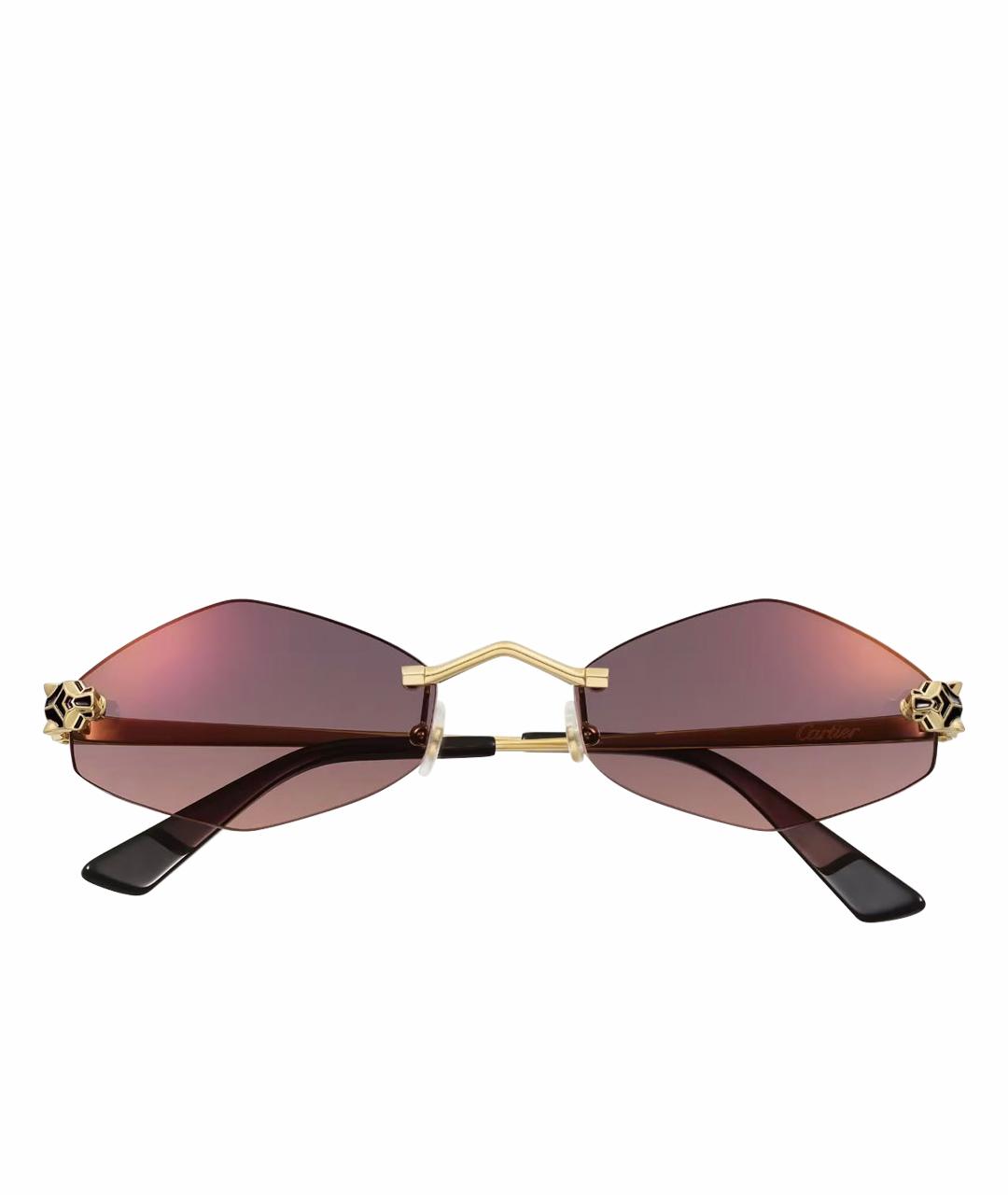 CARTIER Розовые металлические солнцезащитные очки, фото 1