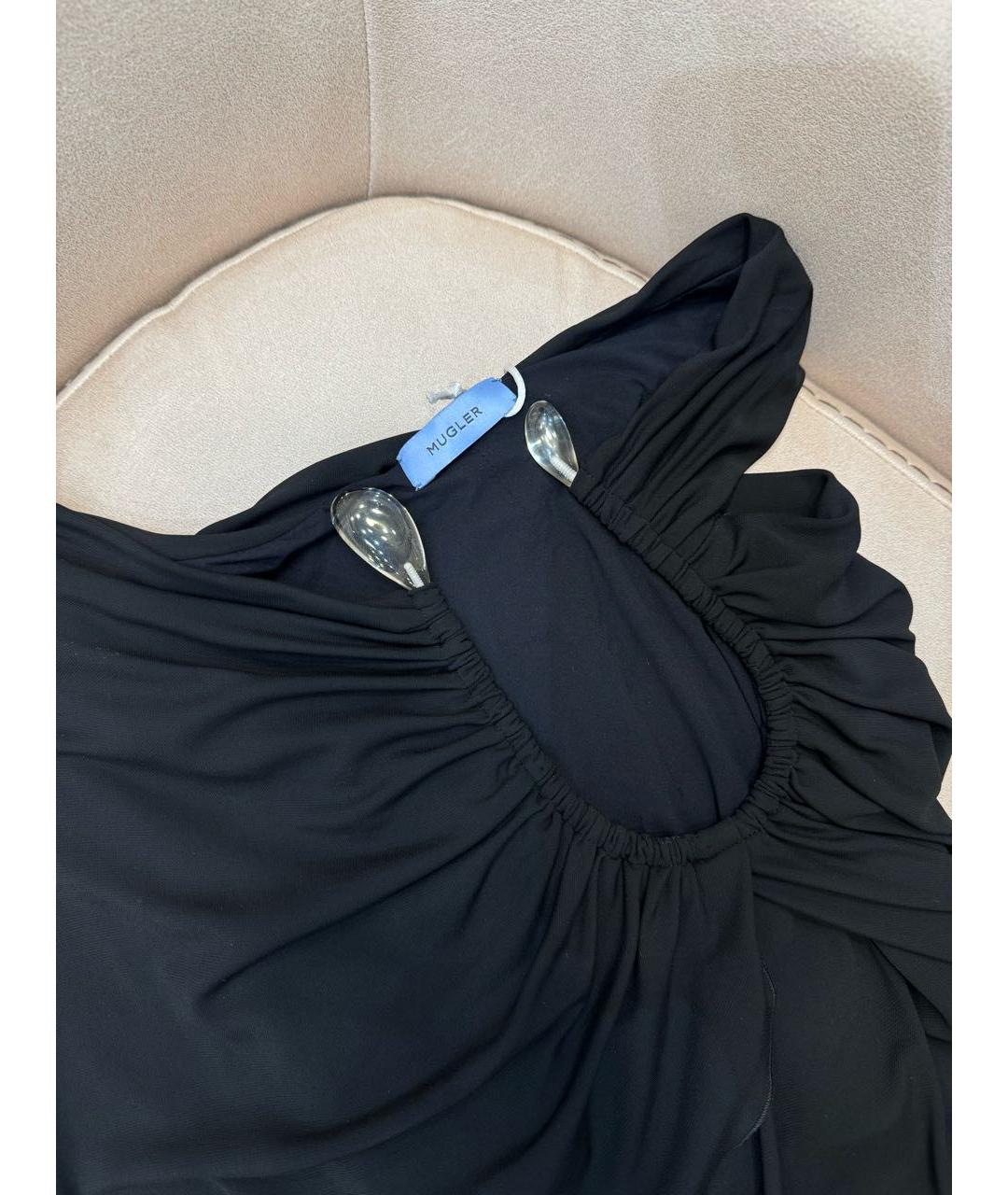 MUGLER Черная вискозная юбка мини, фото 6