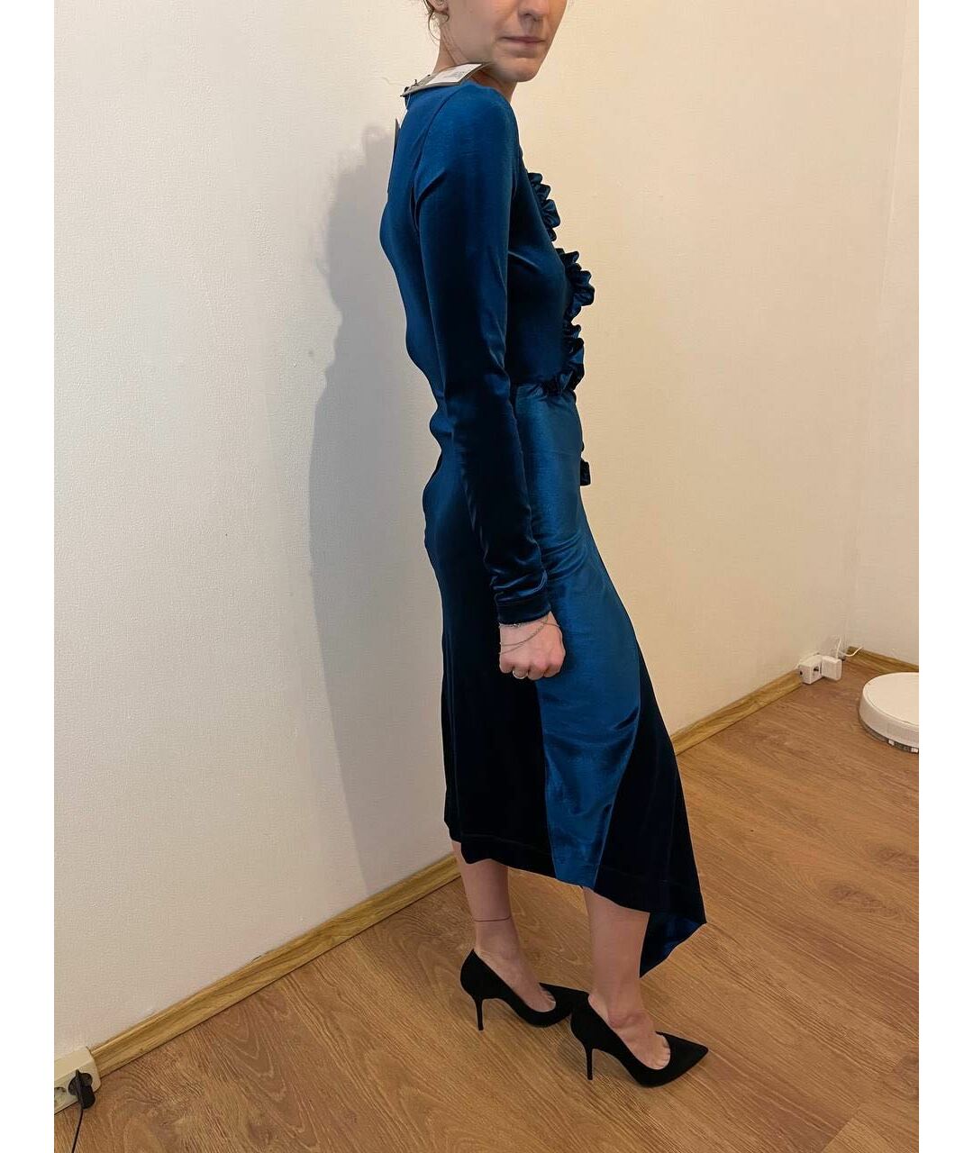 PREEN BY THORNTON BREGAZZI Темно-синее полиэстеровое повседневное платье, фото 2