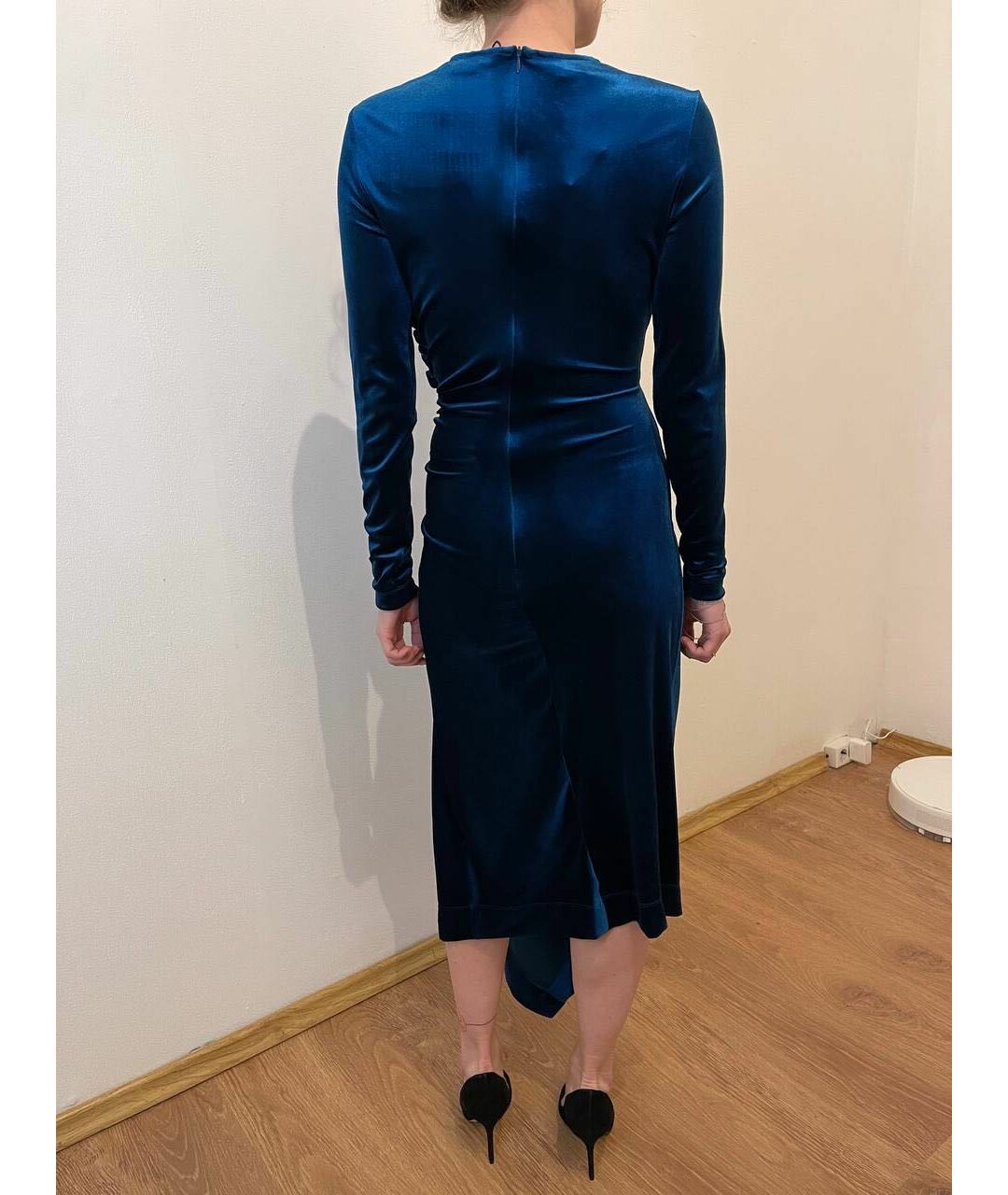 PREEN BY THORNTON BREGAZZI Темно-синее полиэстеровое повседневное платье, фото 3
