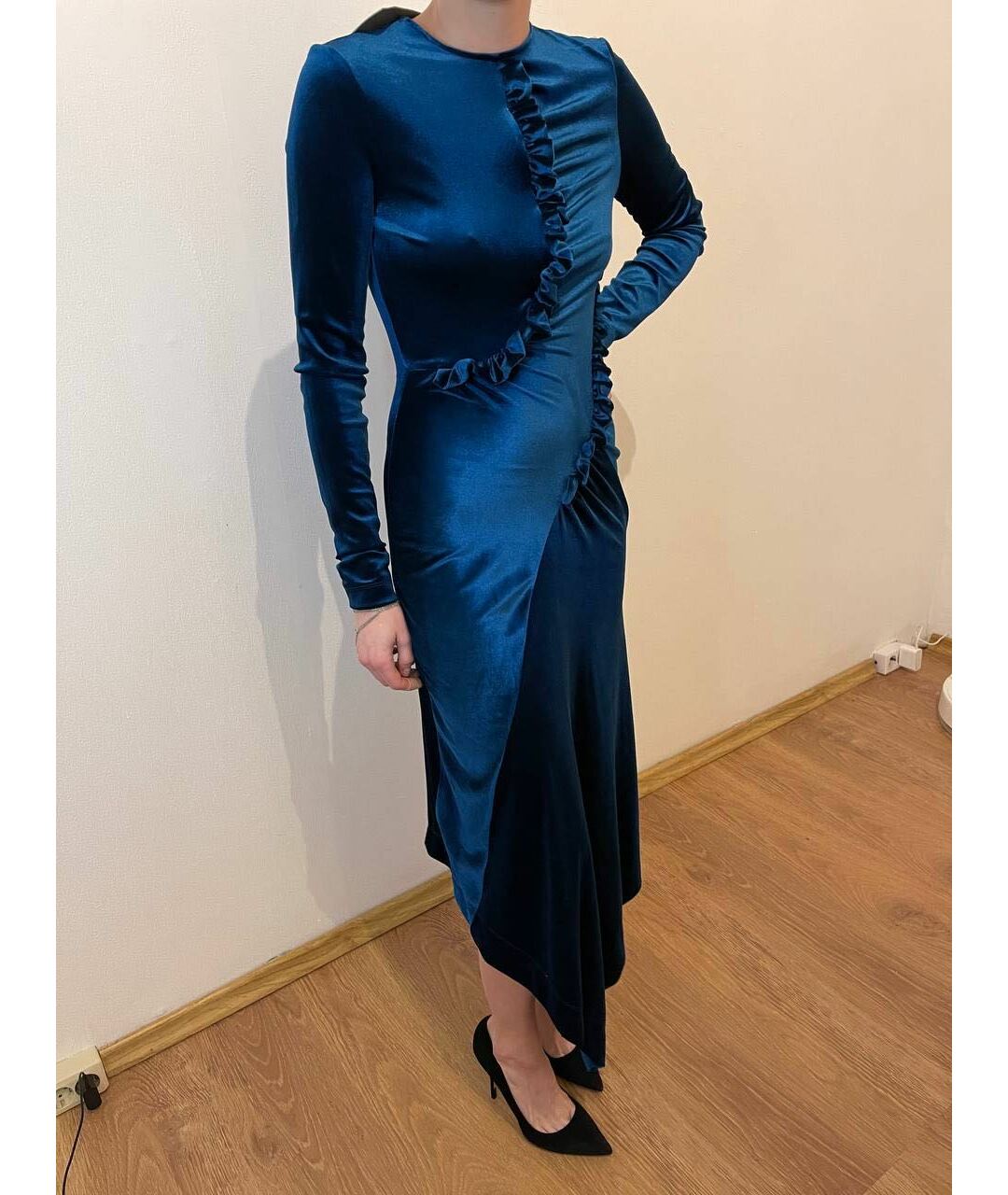 PREEN BY THORNTON BREGAZZI Темно-синее полиэстеровое повседневное платье, фото 4
