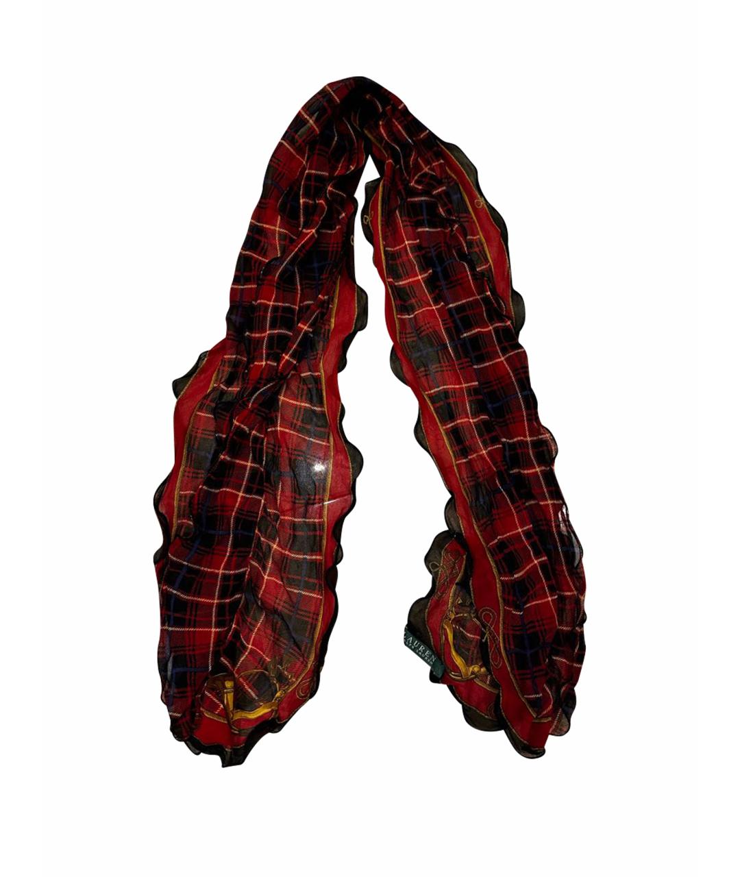 RALPH LAUREN Красный шелковый платок, фото 1